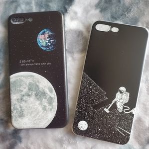 Iphone 7 plus 8 plus space phone case bundle